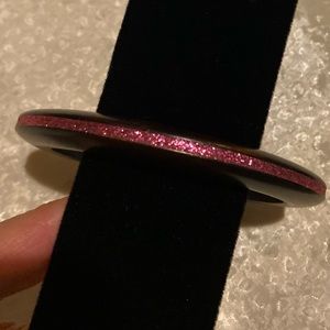 Wood Bangle. Beautiful pink sparkly in dark brown.